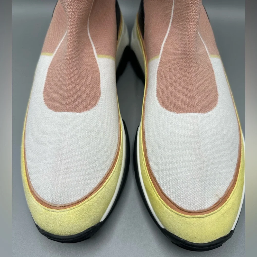 Longchamp Pink Yellow Tall Shaft Tennis Boots Sneakers